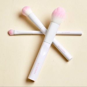 Crown Trio Makeup Brush Set White Pink Bristles